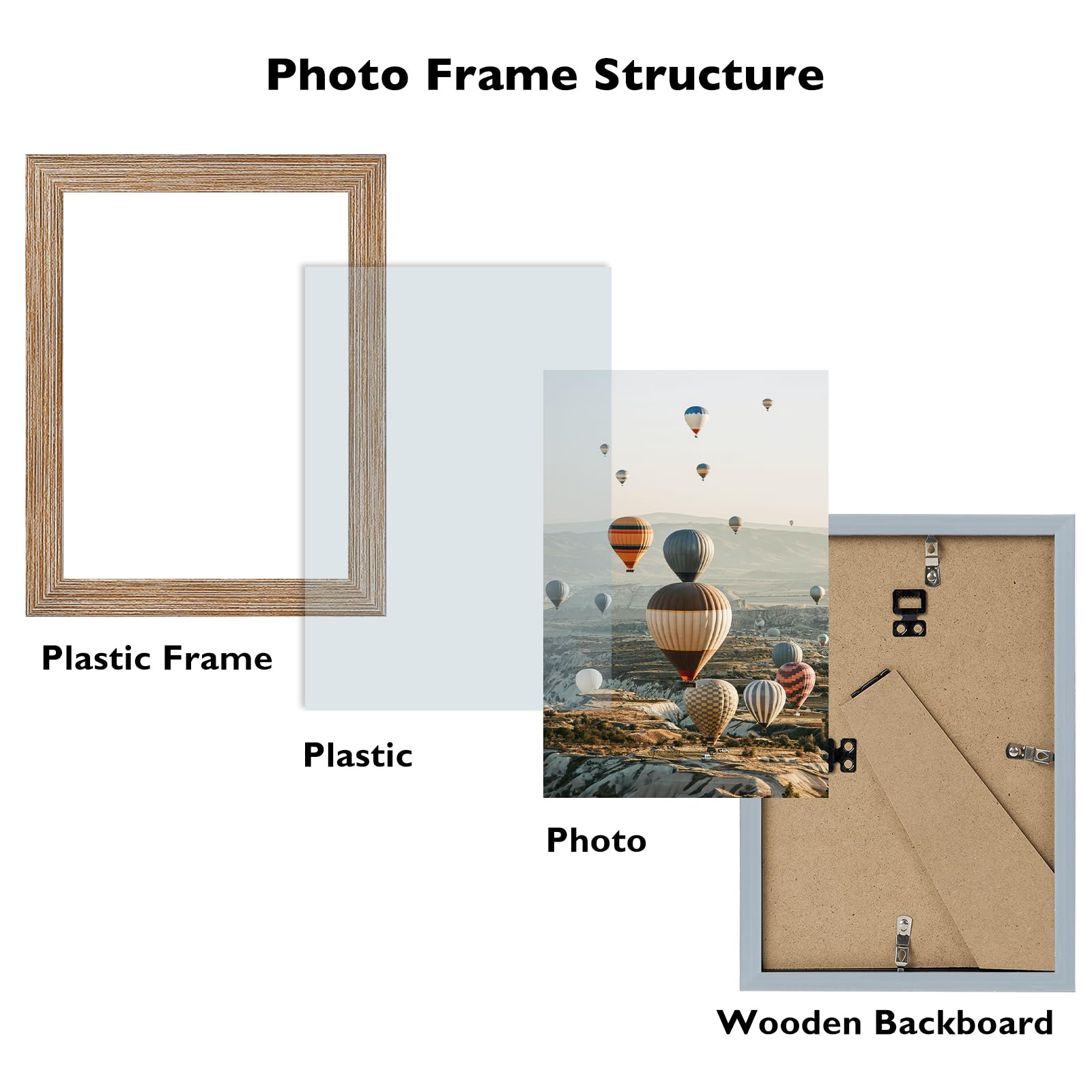 JCJMY 4x6 Picture Frame Rustic Brown for Wall Hanging or Tabletop, Wall Mounting Horizontally or Vertically, 4 x 6 Wall Gallery